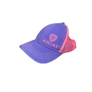Women's Ariat‎ Adjustable  Purple Pink Mesh Logo Cap Trucker Hat Workwear